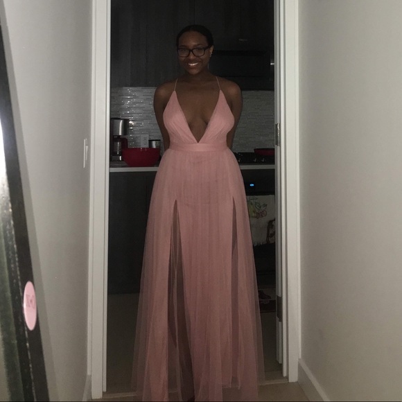 Criss-cross Backless Pink Gown - Picture 2 of 6